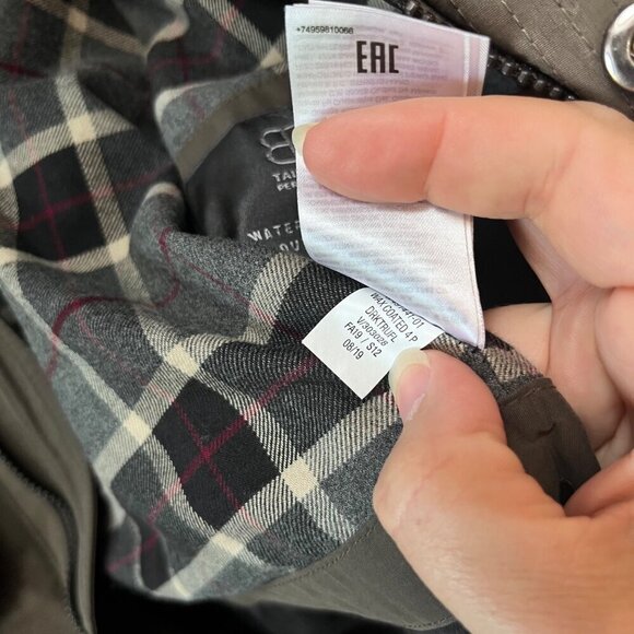 Banana Republic Women's Water Resistant Wax Canvas Jacket M Olive Plaid Lining - Picture 6 of 7